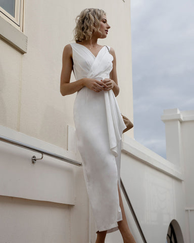 white goddess dress
